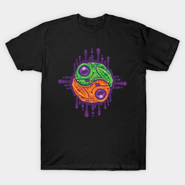 Trippy Drippy Frog Yin Yang T-Shirt by fizzgig